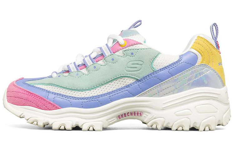 (Women) Skechers D'lites 1.0 Low-Top Running Shoes Blue/Pink/Yellow 149475-WMLT