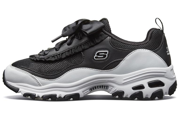 (Women) Skechers D'Lites 1.0 Low-Top Running Shoes Black/White 66666193-BKW