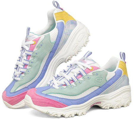 (W) Skechers D'lites 1.0 Kasut Lari Low-Top Biru/Merah Jambu/Kuning 149475-WMLT Lookbook (W) Skechers D'lites 1.0 Kasut Lari Low-Top Biru/Merah Jambu/Kuning 149475-WMLT