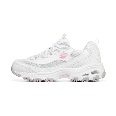 (W) Skechers D'Lites 1.0 'White Pink'