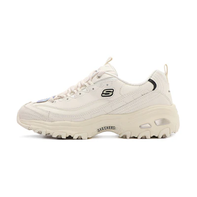 (W) Skechers D'Lites 1.0 Low Cut Clunky Shoes Grey/White