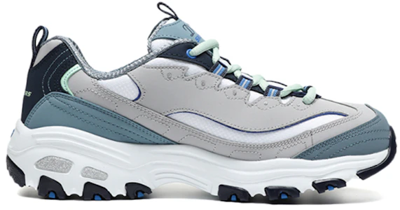 Lookbook (Women) Skechers D Lites 1.0 Low Running Shoes Grey/Blue 13143-GYBL
