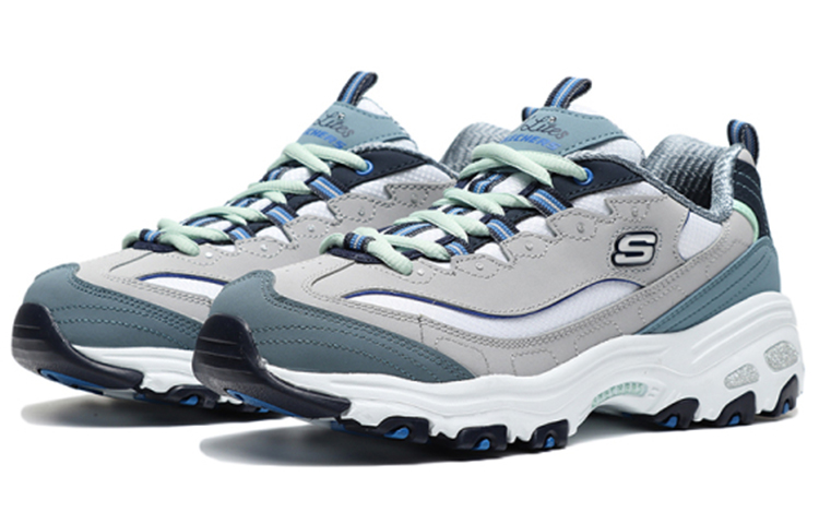 Shop (Women) Skechers D Lites 1.0 Low Running Shoes Grey/Blue 13143-GYBL