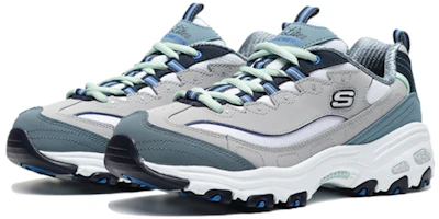 Shop (Women) Skechers D Lites 1.0 Low Running Shoes Grey/Blue 13143-GYBL