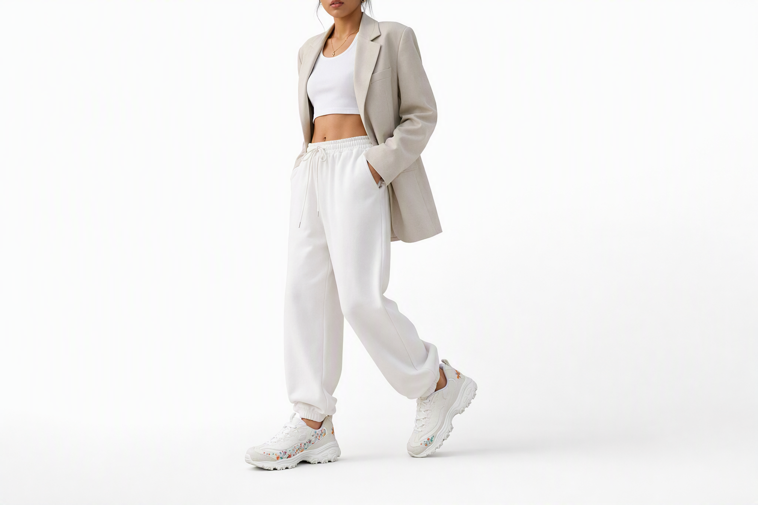 Order (W) Skechers D'Lites 1.0 低帮白色跑鞋 149465-WHT