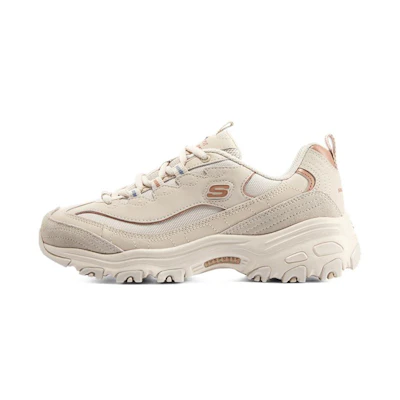 (W) Skechers D'Lites 1.0 'White Pink'