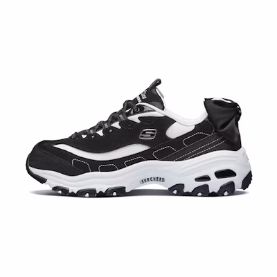 (W) Skechers D Lites 1.0 Running Shoes 'Black White'