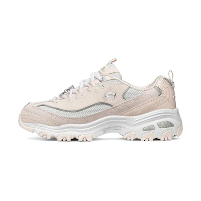(W) Skechers D'lites 1.0 Running Shoes White/Pink
