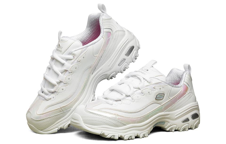 (W) Skechers D'lites 1.0 Running Shoes White/Pink 圖 3