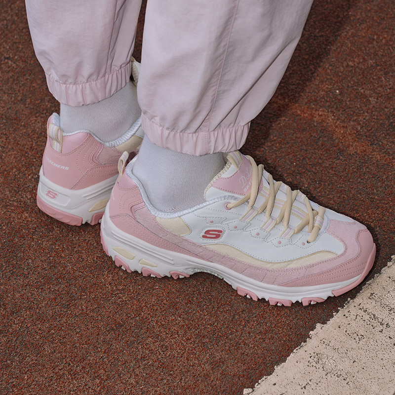 Cheap (W) Skechers D'Lites 1.0 运动鞋 粉黄配色 149906-PKYL