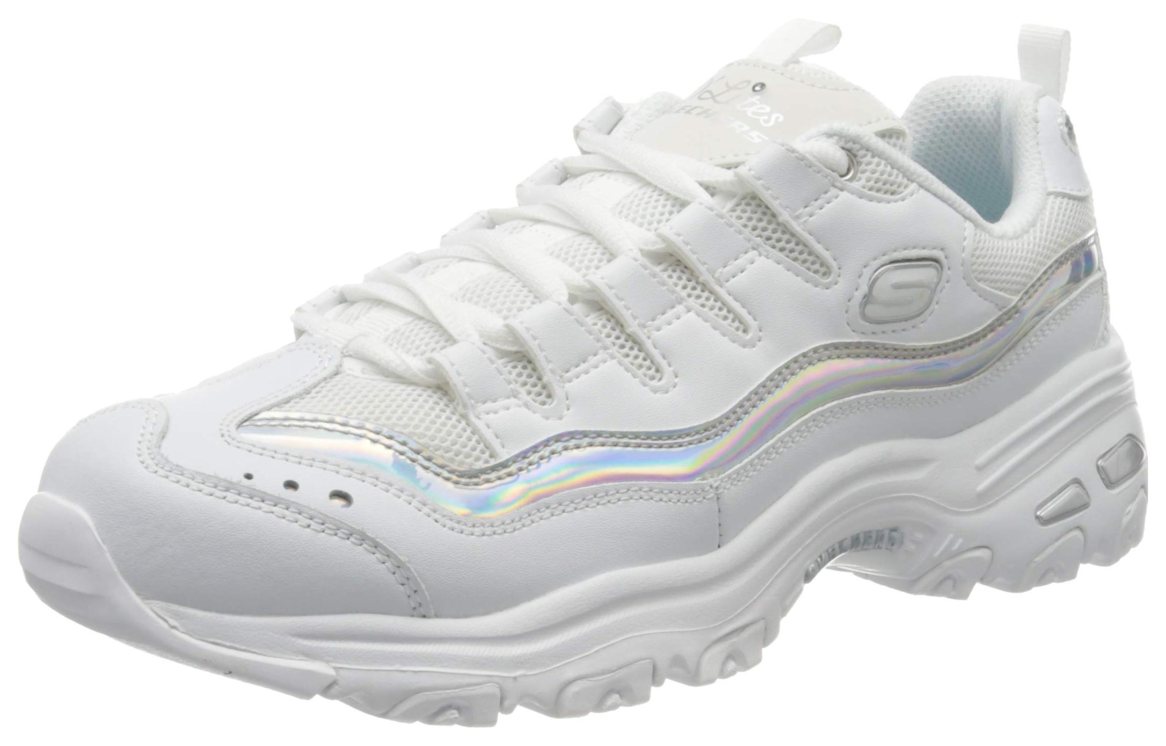 Lookbook (Women) Skechers D'lites 1.0 White/Silver 13160-WSL