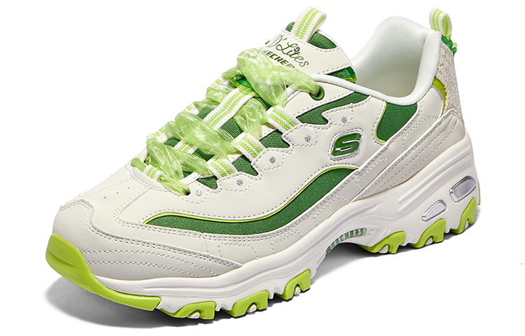 Lookbook Skechers 蕾絲熊 2.0 舒適百搭 耐磨透氣 低筒 老爹鞋 女款 白綠