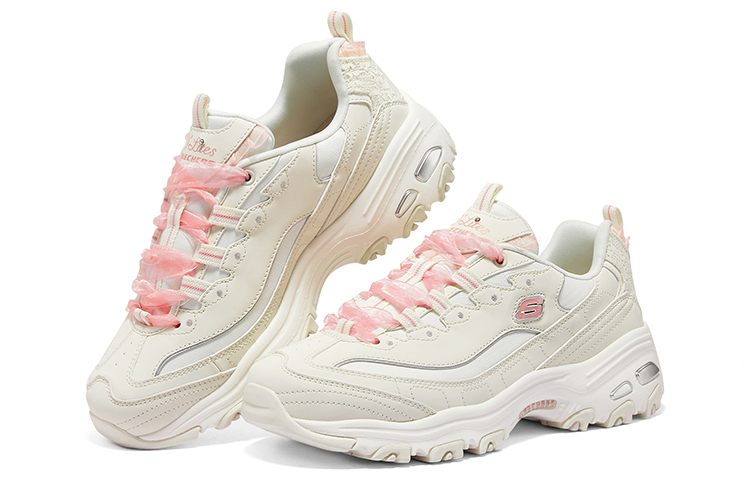 Shop Skechers D‘LITES 蕾絲熊2.0 減震防滑支撐 低筒 老爹鞋 女款 粉白