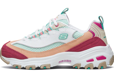 (Women) Skechers D'lites 2.0 Chance White/Green/Pink