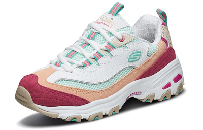 (Women) Skechers D'lites 2.0 Chance White/Green/Pink