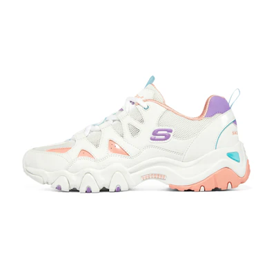 (W) Skechers D'Lites 2.0 'White Pink Purple'