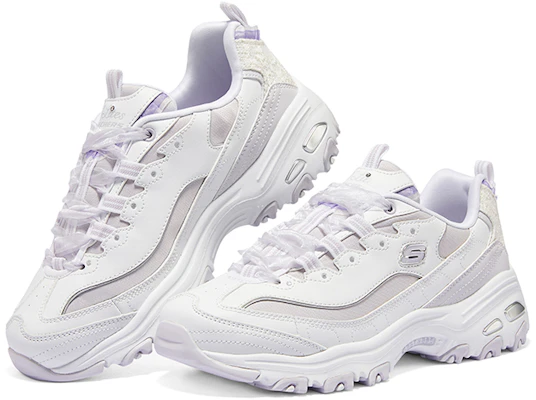 (W) Skechers D'Lites 1.0 'Blanco Morado' 896738-WLV Shop (W) Skechers D'Lites 1.0 'Blanco Morado' 896738-WLV