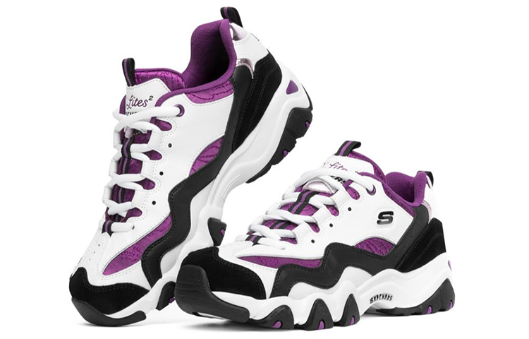 (W) Skechers D'lites 2.0 Sports Shoes White/Purple/Black 圖 3