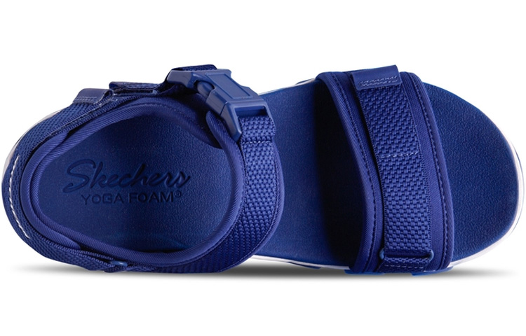 Lookbook Skechers D‘lites 2.0 魔術貼 透氣舒適露趾沙灘運動涼鞋 女款 海軍藍