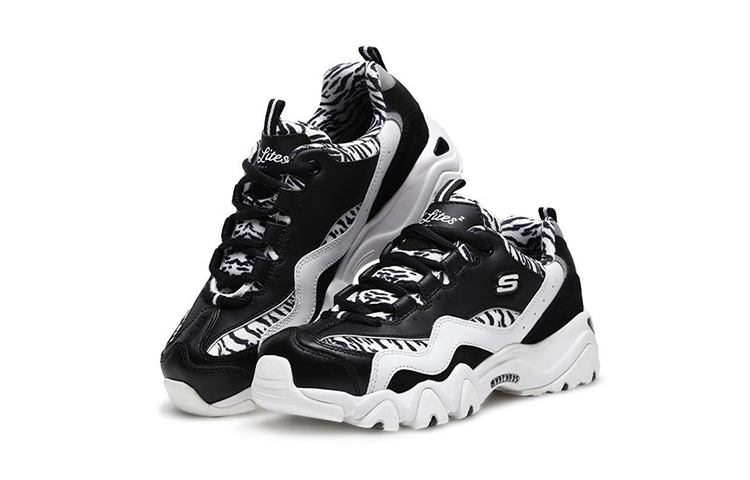 Lookbook (W) Skechers D Lites 2.0 Low-Top Daddy Schuhe Schwarz/Weiß 99999672-BKW