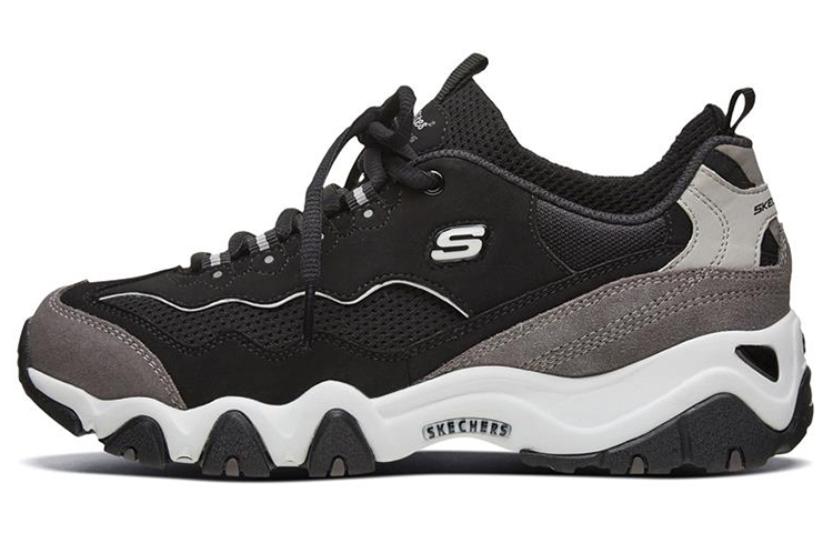(Women) Skechers D'Lites 2.0 Low-Top Running Shoes Black/Grey 88888375-BKGY