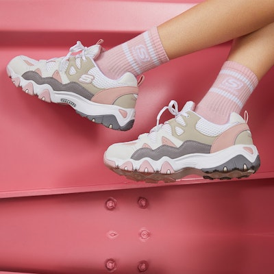 (Women) Skechers D'lites 2.0 Shoes White 99999693-WGPK Cheap (Women) Skechers D'lites 2.0 Shoes White 99999693-WGPK