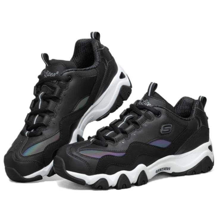 Lookbook (Women) Skechers D'lites 2.0 Running Shoes Black/White 66666324-BKMT