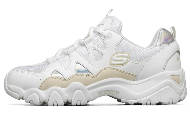 (Women) Skechers D lites 2.0 White/Brown/Silver 66666312-WNT