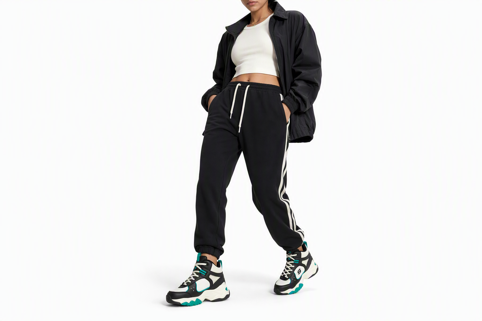 Order (Women) Skechers D'Lites 3.0 'Black Green White' 167266-BKNT