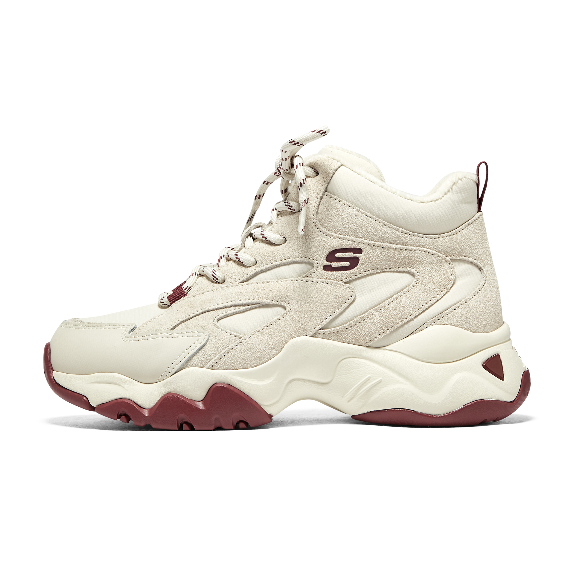 Sizing (W) Skechers D'lites 3.0 'Putih Burgundy' 167595-BURG