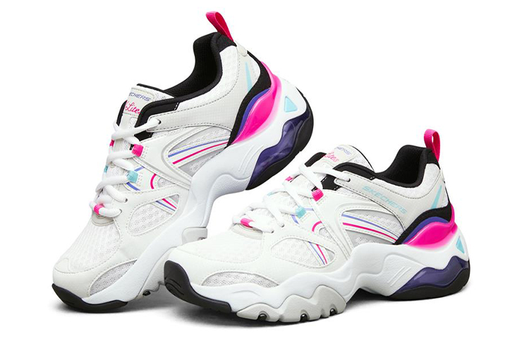 (W) Skechers D Lites 3.0 Air Low Top Running Shoes White/Black/Pink 圖 3