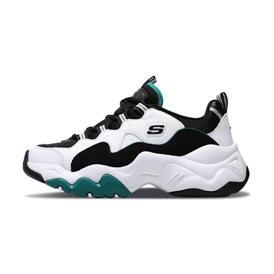 (W) Skechers D'lites 3.0 Black/White/Green