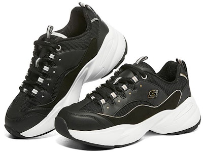 (W) Skechers D'Lites 3.0 Pria/Wanita 'Hitam Emas' 8730056-BKGD Lookbook (W) Skechers D'Lites 3.0 Pria/Wanita 'Hitam Emas' 8730056-BKGD