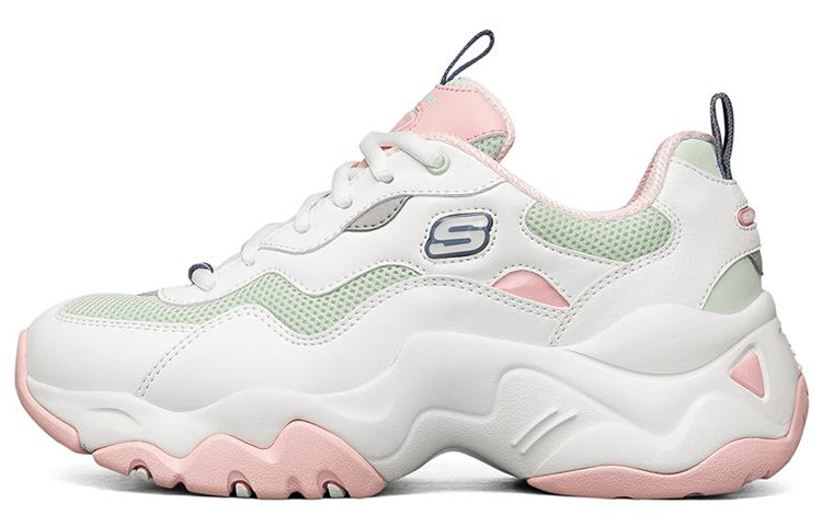(Women) Skechers D'Lites 3.0 Low-Top Running Shoes White/Pink/Blue 88888398-WPTQ