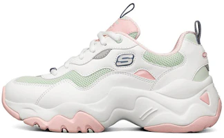 (Women) Skechers D'Lites 3.0 Low-Top Running Shoes White/Pink/Blue 88888398-WPTQ (Women) Skechers D'Lites 3.0 Low-Top Running Shoes White/Pink/Blue 88888398-WPTQ