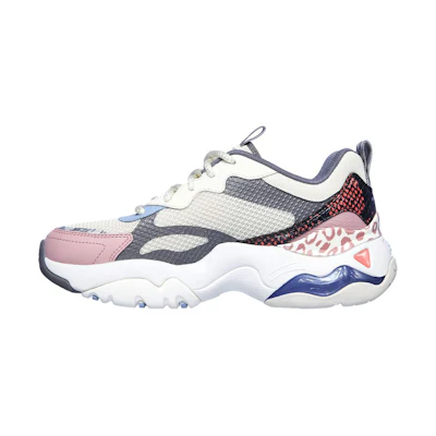 (W) Skechers D'Lites 3.0 Low-Top Running Shoes White/Grey/Pink