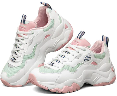 (W) Skechers D''Lites 3.0 Lage Sneakers Wit/Roze/Blauw 88888398-WPTQ Lookbook (W) Skechers D''Lites 3.0 Lage Sneakers Wit/Roze/Blauw 88888398-WPTQ