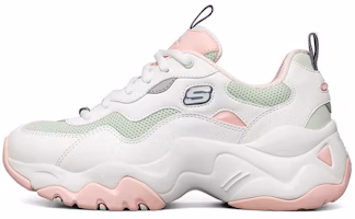 (Women) Skechers D'Lites 3.0 Low-Top Running Shoes White/Pink/Blue 88888398-WPTQ (Women) Skechers D'Lites 3.0 Low-Top Running Shoes White/Pink/Blue 88888398-WPTQ