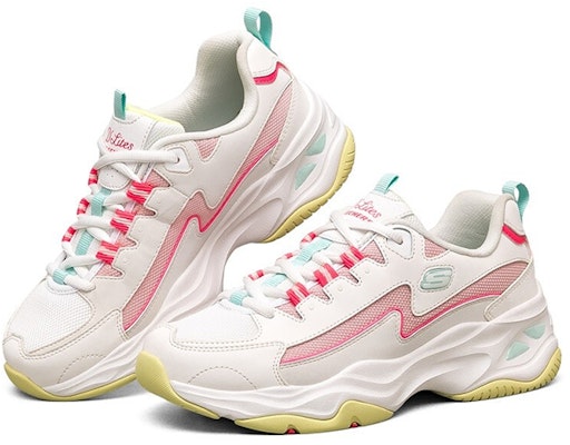 (Women) Skechers D'lites 4.0 Low-Top Sneakers White/Pink/Yellow 149491-WMLT Shop (Women) Skechers D'lites 4.0 Low-Top Sneakers White/Pink/Yellow 149491-WMLT