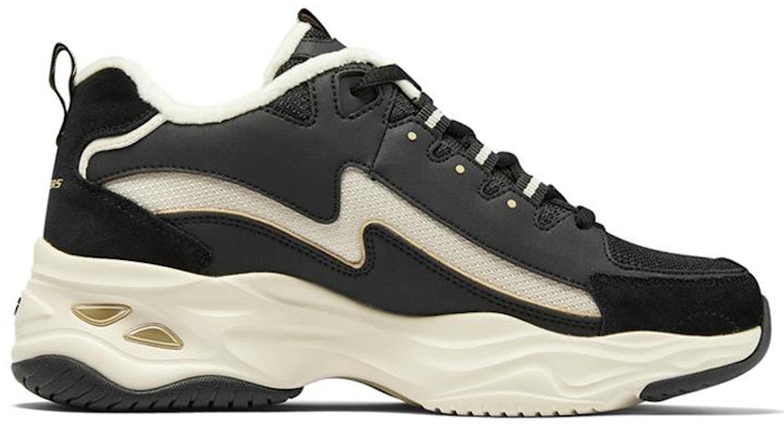 Skechers D'lite 4.0 閃電熊貓鞋 加絨防滑 低筒老爹鞋 女款 黑金色 Order Skechers D'lite 4.0 閃電熊貓鞋 加絨防滑 低筒老爹鞋 女款 黑金色