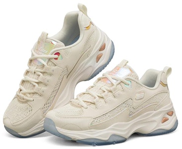 Skechers D‘LITES 4.0 熊貓鞋 低筒 運動休閒鞋 女款 奶白色 Lookbook Skechers D‘LITES 4.0 熊貓鞋 低筒 運動休閒鞋 女款 奶白色