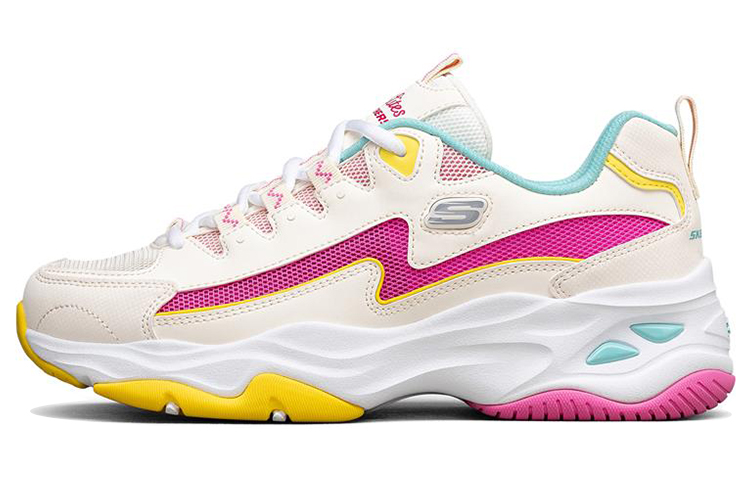 (Women) Skechers D'Lites 4.0 Low Running Shoes Pink/White/Yellow 896024-NTMT