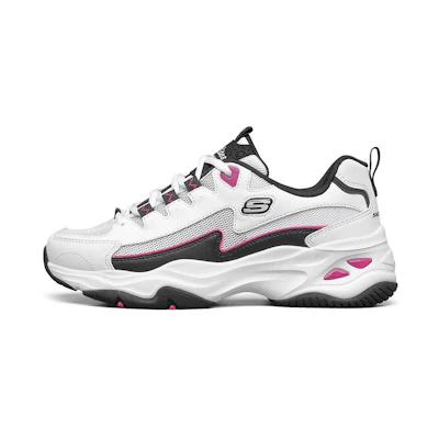 (W) Skechers D'Lites 4.0 low running Shoes White/Black/Pink