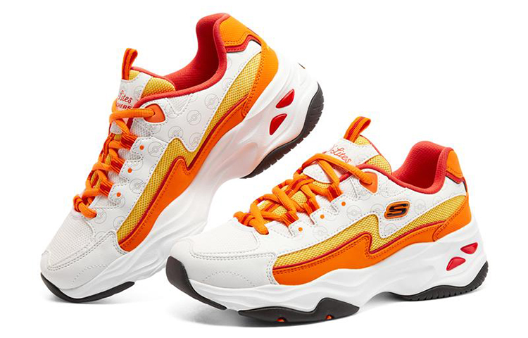 Lookbook Skechers D‘Lites 4.0 低幫緩震老爹鞋 女款 白橙
