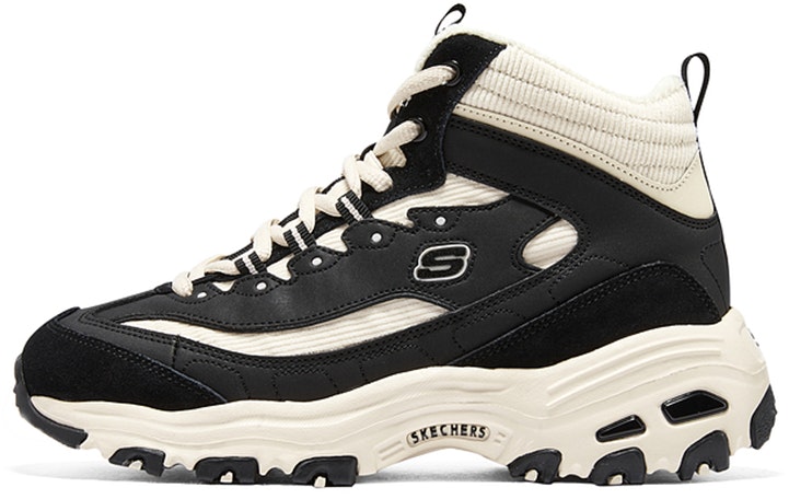 women-skechers-high-top-sport-casual-sneakers-shock-absorbing-warm-beige-black-167570-bknt