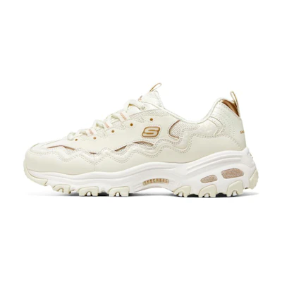 (W) Skechers D'lites 1.0 Marathon Running Shoes 'Beige White'