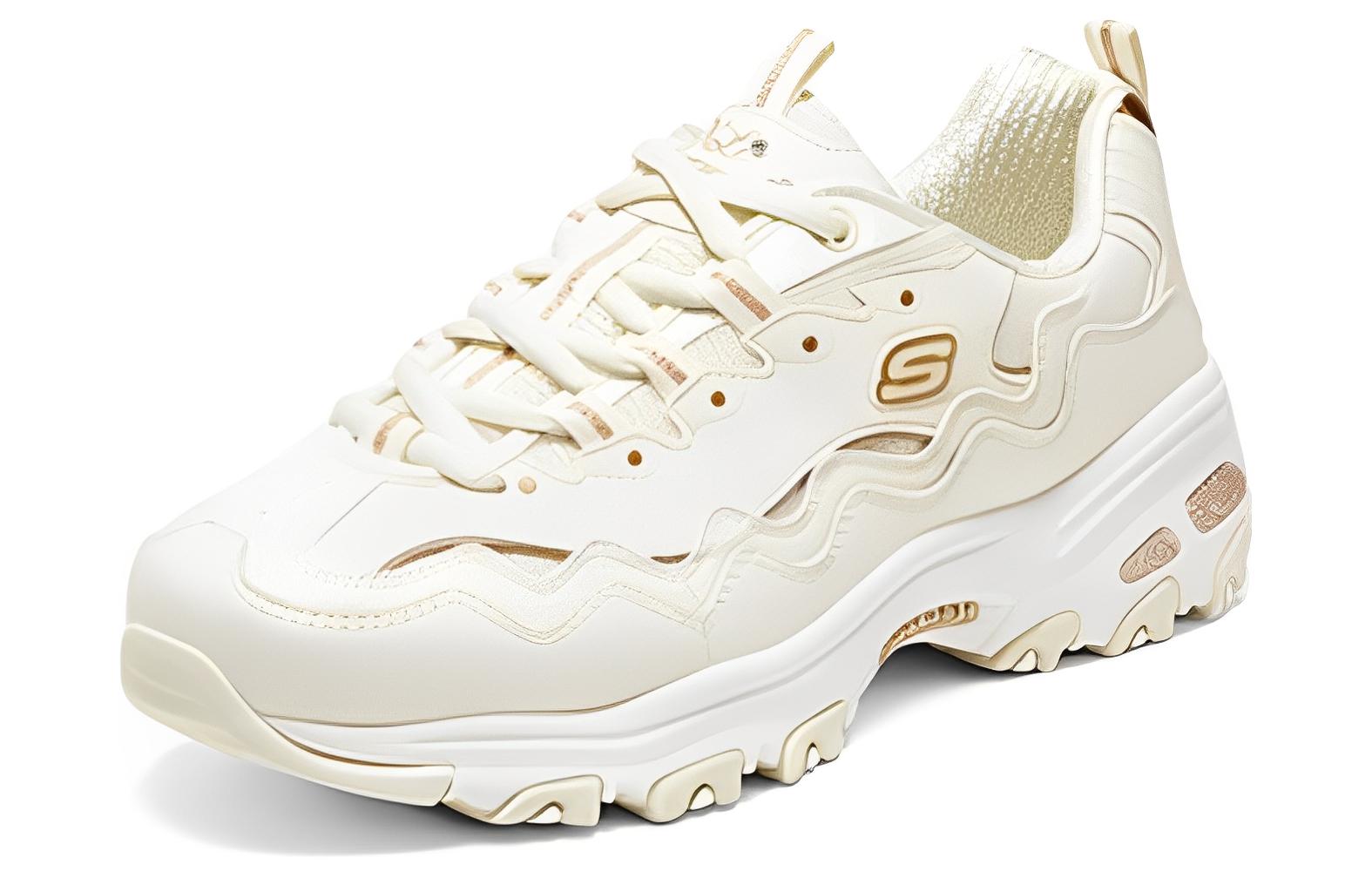 Lookbook Skechers 時尚舒適 增高款 防滑耐磨 低筒 休閒鞋 女款 乳白色