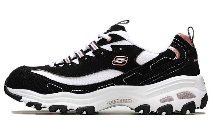 (W) Skechers D'Lites Devoted Fan Low-Top Running Shoes Black/White