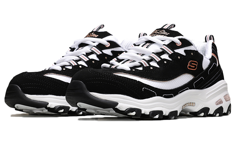 (W) Skechers D'Lites Devoted Fan Low-Top Running Shoes Black/White 圖 3