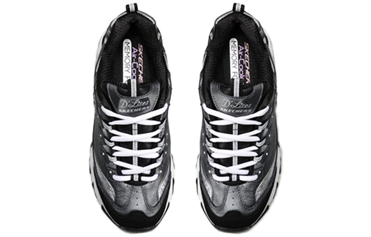 (W) Skechers D'Lites Devoted Fan Low-Top Running Shoes Black/White 圖 4